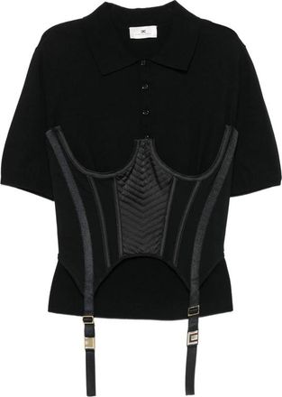 Elisabetta Franchi Ribbed-knit Short-sleeve Polo Shirt