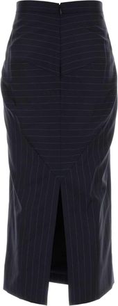 Givenchy Womens Midi Skirt Navy Virgin Wool