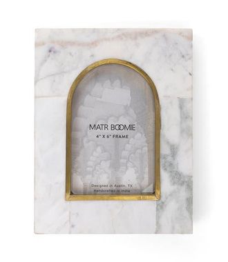 Matr Boomie Sammita Arch White Picture Frame - Carved Marble Brass Inlay in Carved Marble - 4X6 at Nordstrom, Size 4Ft 0In X 6Ft 0In