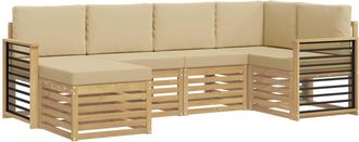vidaXL Conjunto De Sof&aacute;s De Exterior 6 Uds. Y Beige Poli&eacute;ster Vidaxl