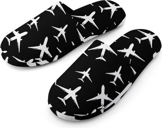 Generic Airplane Mens Cotton Slippers Memory Foam Comfort House Shoes Winter Indoor Slipper for Hotel Casa Spa