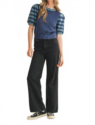 Merci Indy Striped Sweater Top In Blue