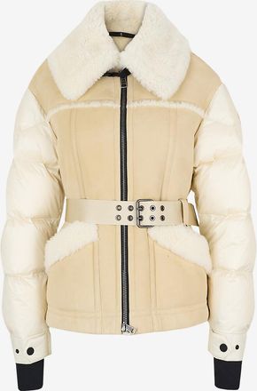 Moncler Shearling-Daunenjacke mit Gürtel Alvernia