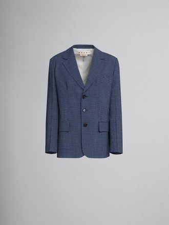 Marni Womens Light Navy Checkered Blazer, Size 14