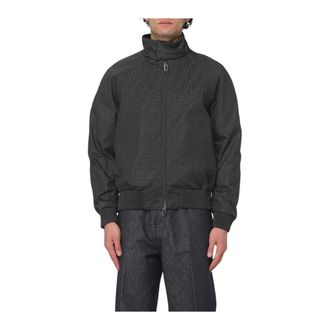 Fendi Bomber Jackets, male, Black, XL, Logo Bomber Jacket