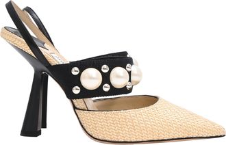 Jimmy Choo London Breslin 100 Pumps in Beige Raffia