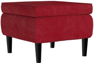 vidaXL Taburete Con Patas De Madera Terciopelo Rojo Tinto Vidaxl