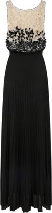 Elisabetta Franchi Red Carpet Tulle and Lurex Jersey Dress - Dames - Avondkleed - Zwart - S - Polyester - Kleedjes