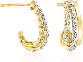 Ross-Simons Lab-Grown Diamond 3-Row Curved Earrings in 18kt Gold Over Sterling