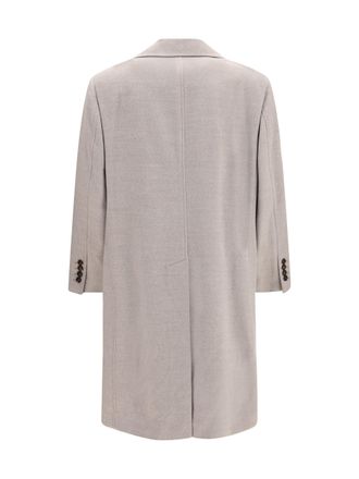 Brunello Cucinelli Mens Virgin Wool Coat Roccia+rubino Fleece Ovis Aries