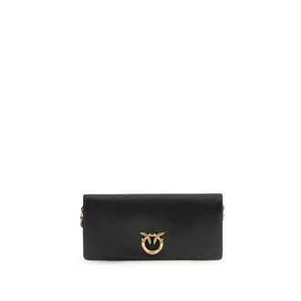 Pinko Black Calf Leather Bos Taurus Clutch Womens Bag