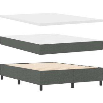 vidaXL Vidaxl - Cama Tipo Box Spring Con Colch&oacute;n Gris Oscuro 160 X 200 Cm Tela