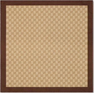 Gucci Printed Silk Twill Carr&eacute;, Beige, Silk