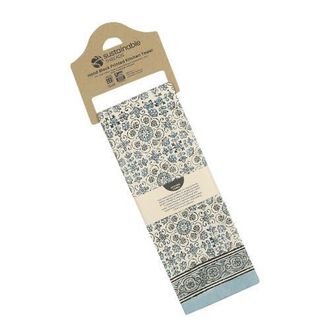Sustainable Threads Lily - Hand Block Printed Kitchen Towel in River at Nordstrom