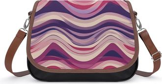 Generic Wave Like Striped Pattern Crossbody Bags for Women Fashion Leather Shoulder Handbags With Adjustable Strap