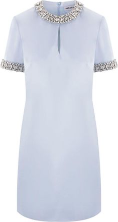Self Portrait crystal-embellished satin mini dress - women - Polyester/Polyester - 6 - Blue