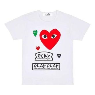Comme Des Gar&ccedil;ons (WMNS) COMME des GARCONS PLAY FW25 Red Multi Logo Short-Sleeve T-Shirt White AZ-T279-051-1