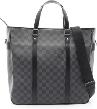 Louis Vuitton Black Coated Canvas Leather Tote Bag (Pre-Owned)