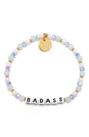 Little Words Project Badass Beaded Stretch Bracelet in White at Nordstrom, Size Medium