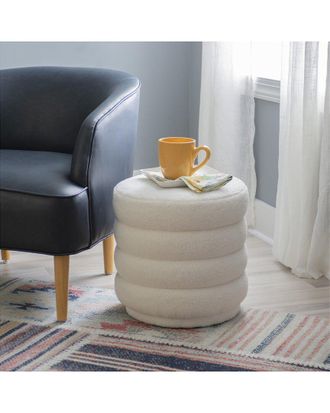 Linon Kathy Sherpa Round Ottoman