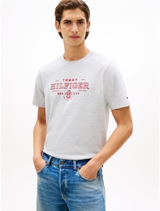 Tommy Hilfiger Mens Hilfiger NYC Logo Heavyweight T-Shirt - Grey - XXL