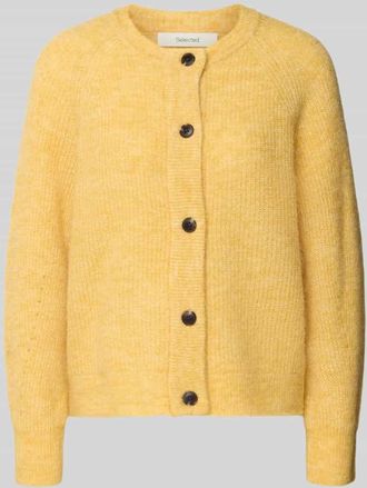 Selected Regular Fit Strickjacke aus Woll-Mix mit Alpaka-Anteil Modell LULU in GELB, Gr&ouml;&szlig;e XL