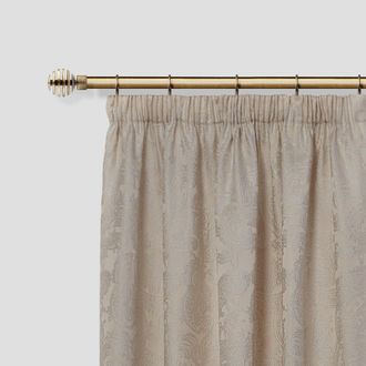 TJ Hughes Metal Sliced - Extendable Curtain Pole with rings and pair of end finials in Antique Brass - TJ Hughes