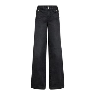 Mos Mosh Wide Jeans, female, Gray, W32, Wide Leg High Waist Flap Pocket Jeans