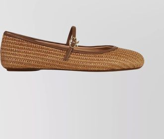 Gianvito Rossi metal detail pointed toe woven texture ballerina