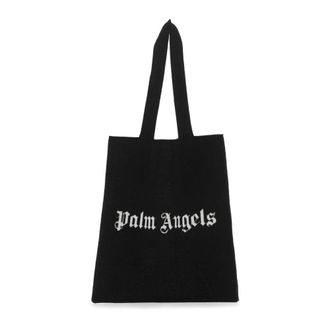 Palm Angels Tassen, Dames, Zwart, ONE Size, Wol, Wollen Blend Boodschappentas