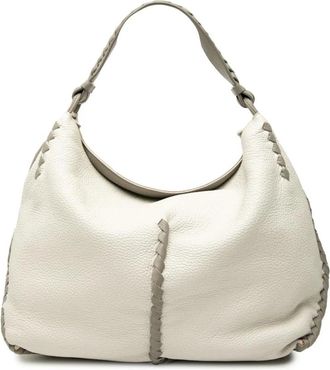 Bottega Veneta Pre-owned Shoulder Bags, female, White, Size: ONE SIZE Pre-owned Leather Hobo Bag