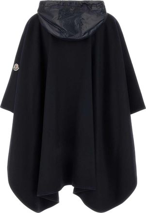 Moncler Womens Navy Blue Wool Blend Poncho 778 Exterior: Virgin Nylon Cappelli E Fasce Per Capelli Hat