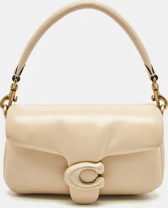 Coach Beige Leather Tabby Pillow 18 Shoulder Bag