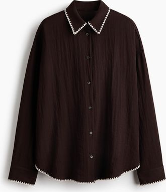 H&M Oversized Strandbluse - Brown