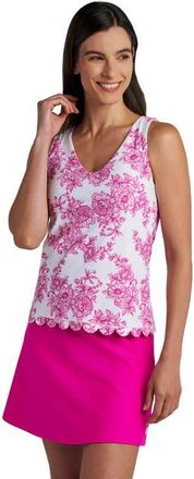 Coolibar Acropora Tankini with Scallop Detail, UPF 50+ Sun Protection in Fuchsia Pink at Nordstrom, Size Xx-Large