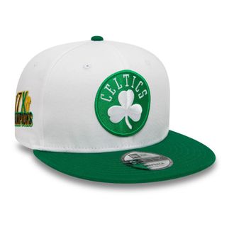 New Era Basketball Fan Kappe Boston Celtics Teamlogo verstellbar Snapback Champions Patch wei&szlig; gr&uuml;n 9Fifty - S-M (6 3/8-7 1/4)