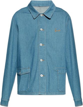 Kenzo Denim overhemd met geborduurd logo - Heren - Spijkeroverhemden - Blauw - S - Denim - Overhemden