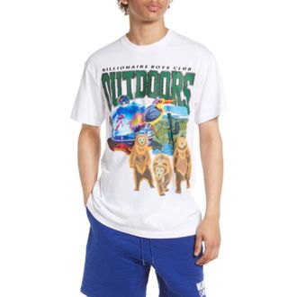 Billionaire Boys Club BB Outdoors T-Shirt Mens White Graphic Crew Neck FROG433