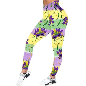 Generic Mardi Gras Outfit for Women Mardi Gras Leggings Pants Tights Costumes Dress Plus Size Accessories, Z-25-Mint Green, S