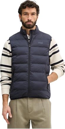 Guess Gewatteerd Vest - Heren - Bodywarmers - Blauw - M - Leer - Jassen