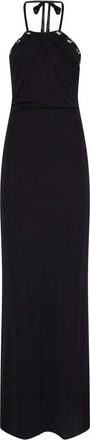 John Richmond Abito Lungo con Scollo Halter e Design Essenziale - Dames - Avondkleed - Zwart - S - Kleedjes