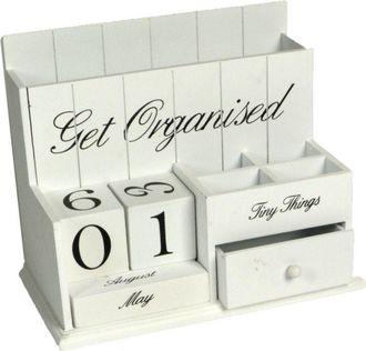 Vacchetti Vacchetti - Organizador De Escritorio De Madera Blanca Cm28x16h21