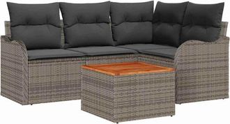 vidaXL Conjunto De Sof&aacute; De Jard&iacute;n 5 Pcs Gris Vidaxl