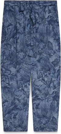 Fiorella Rubino Cigaretbroek met Print - Dames - Straight fit broeken - Blauw - 2XL - Broeken