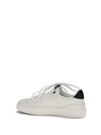 Balmain Womens Sneakers B-Court Calf Suede White-Black Upper: Loafers White/black