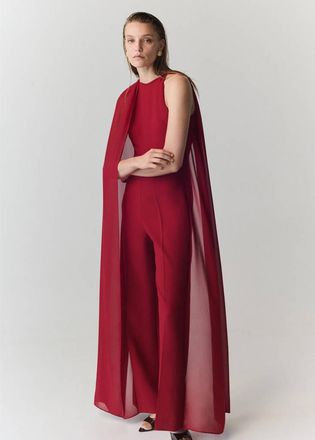 Mango Tuta mantella spacchi rosso - Donna - XS - MANGO