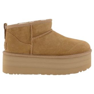 UGG Classic Ultra Mini Platform Suede Womens Ankle Boots - Chestnut - Size:UK 7