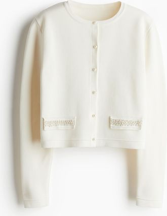 H&M Bead-embellished cardigan - White