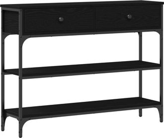 vidaXL Mesa Consola con cajón con estante Roble negro 100 x 25 x 75 cm vidaXL