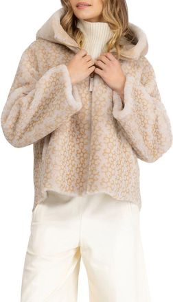 Gorski Genuine Shearling Insignia Jacket, Hood, Reversible in Cream/palomino Nsignia/gold at Nordstrom, Size X-Small